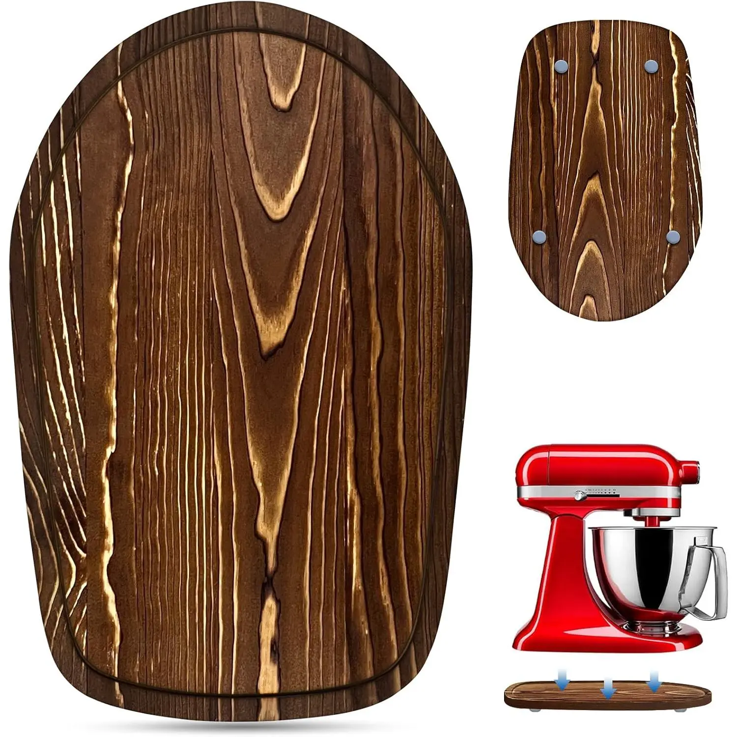 Double-Layer Thick Acacia Wood Sliding Tray, Fits 4.5-5Qt Tilt-Stand Mixers, Kitchen Appliance Countertop Storage Attachment for Tilt-Mixer Users