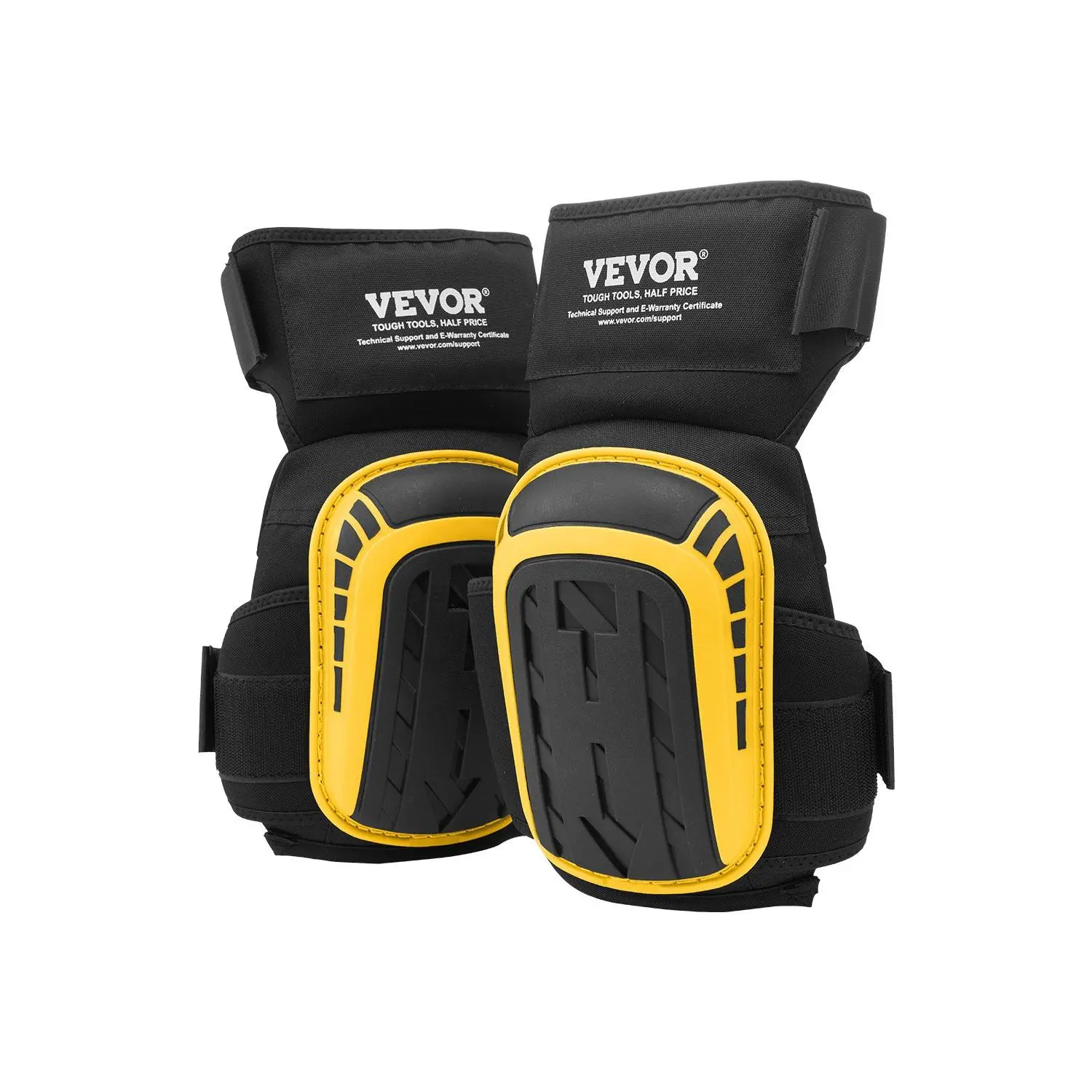 VEVOR Knee Pads for Work, Extended Heavy Duty Construction Knee Pads with 2 Extension Straps, Anti-slip Foam Gel Knee Pads, Men Women, for Gardening Flooring Roofing and Cleaning, Yellow and Black