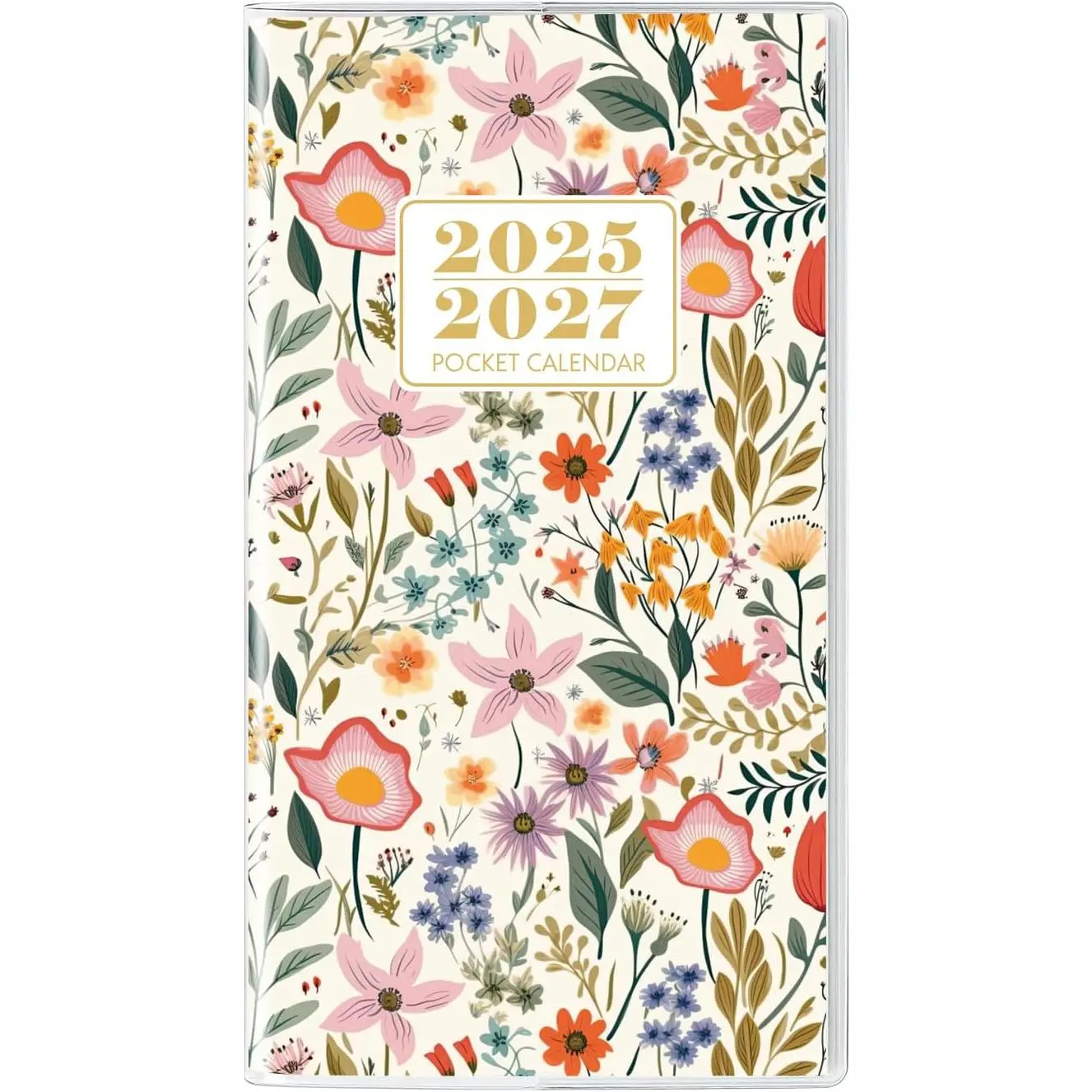 Pocket Calendar 2025-2027, Monthly Purse Planner - 6.7" x 3.7" - Covers from September 2025 to December 2027, Pocket Calendar with PVC Cover for Planning, Organizing and Office - Floral Design