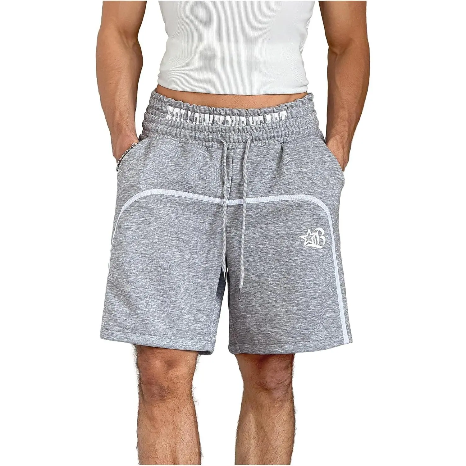 VIPWOLF Men's Y2K Shorts Graphic Baggy Track Shorts Casual Straight Leg Workout Gym Jogger Sport Drippy Streetwear
