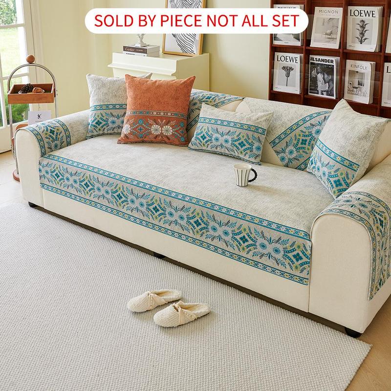 Floral Pattern Sofa Cover, 1 Count Non-slip Sofa Towel, Sofa Protector, Dustproof Sofa Cover, Home Decor Supplies