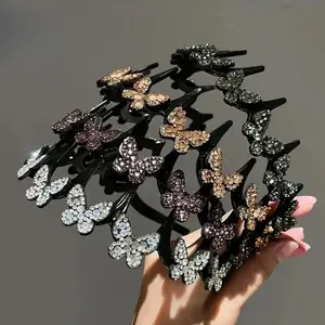 Women’s Wavy Headband – Elegant Butterfly Crystal Non-Slip Hair Band for Weddings & Parties
