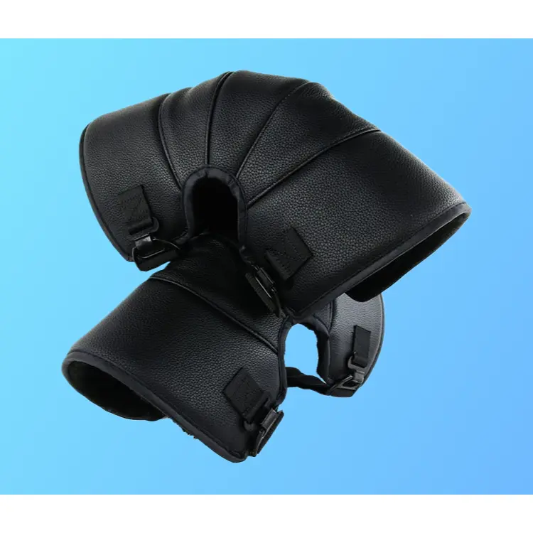 Unisex Short Motorcycle Knee Pads - 30x20cm Synthetic PU Fleece, Thickened Padding, Windproof, Anti-Collision, Hook Design, Elastic Strap for Cold Winter Rides on Electric Scooters, Motorcycles