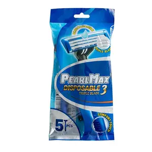 5-pack disposable barber straight razors with 3 blades - unisex hair cutting & shaving kit