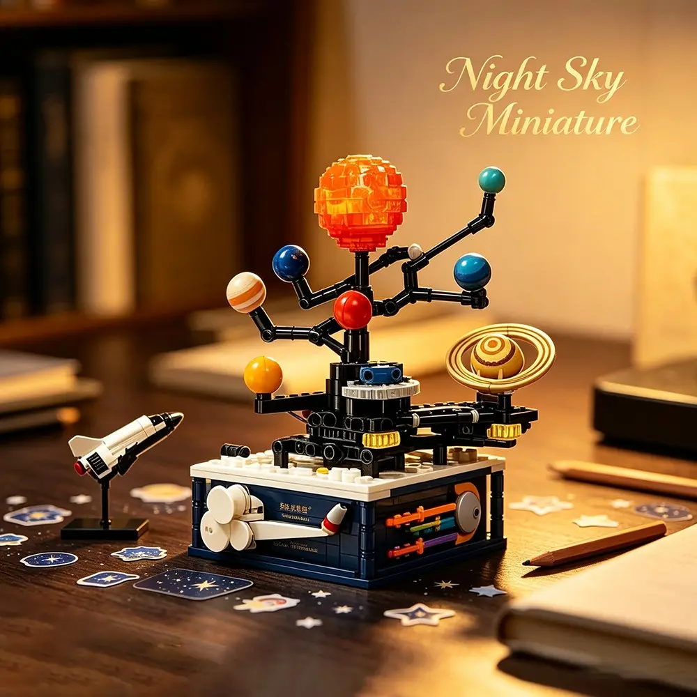 Solar System Building Blocks Model, Elegant Desktop Decor, Living Room Collection, Christmas, Halloween, No Batteries Required