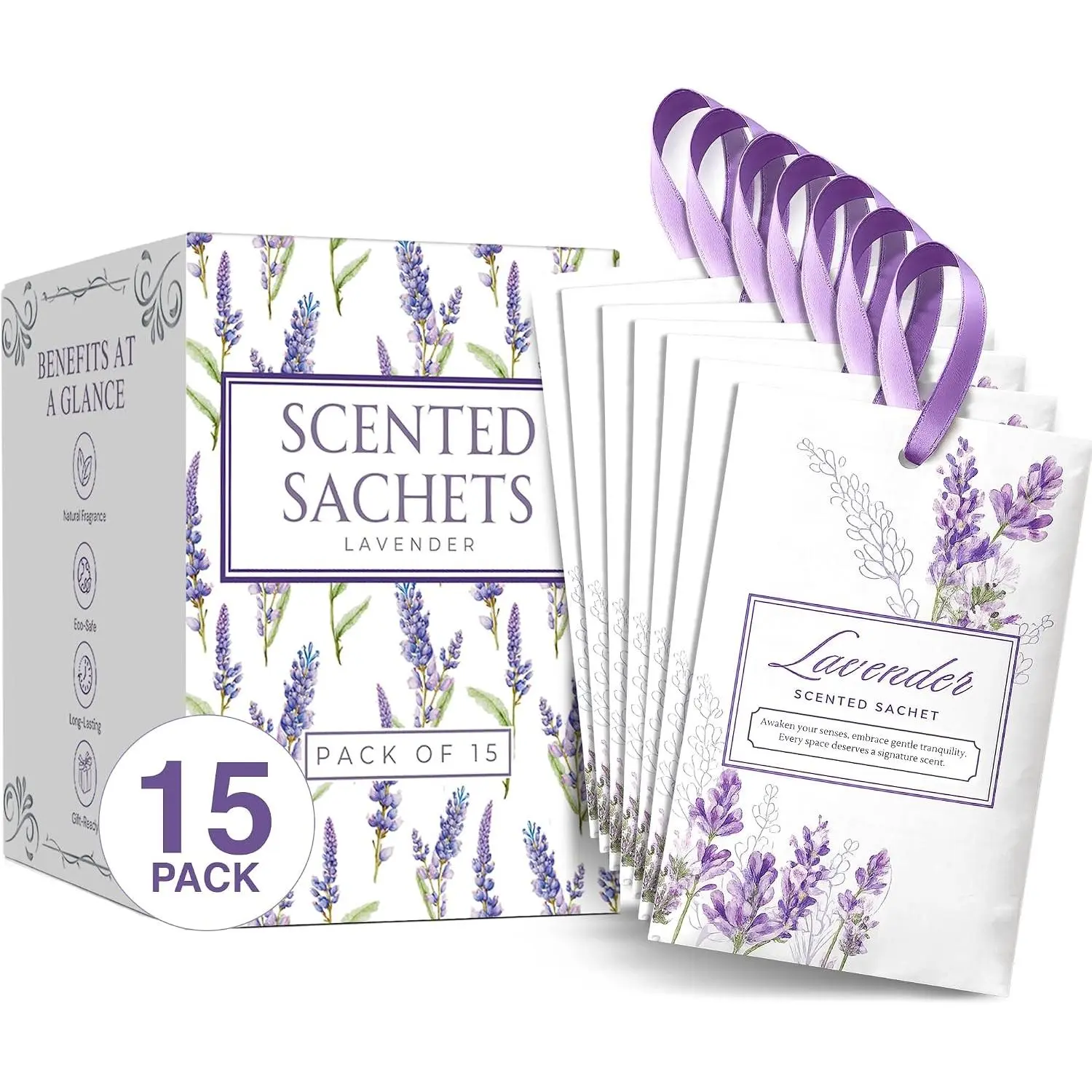 15 Pack Sachets for Drawers and Closets, Scented Sachets for Drawers, Closet Freshener Sachet for Drawers to  Any Space, Sachet Bags, Scented Drawer Fresheners for Dresser, Lavender