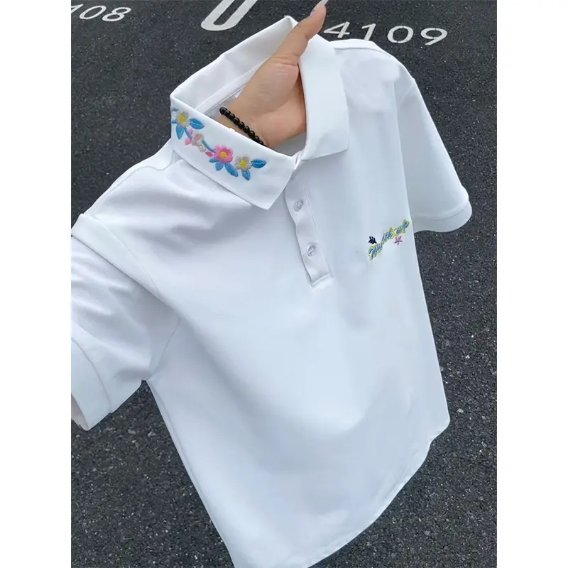 Men's 2026 Summer New Embroidered American Style Short-Sleeve Polo Shirt, Versatile Casual Turn-Down Collar Top