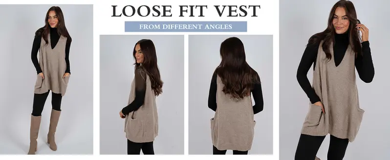 Imily Bela Womens Sleeveless Sweater Vest V Neck Casual Loose Knit A Line Flattering Tunic Top with Pockets Fashion Vest Sleeveless Sleeveless Minimalist Style