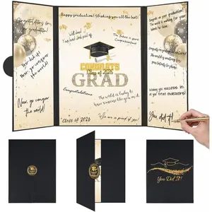 Graduation Guest Book 2026 Black Gold Graduation Decorations Class of 2026 Graduates Sign in Book Signature Board Congrats Grad Party Supplies High School College Graduation Gifts for Her Him