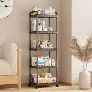 3/4/5 Layer Storage Rack, Mobile Shelving Unit, Floor Standing with Wheels, Bathroom Kitchen Shoe Organizer, Stackable Shoe Cabinet