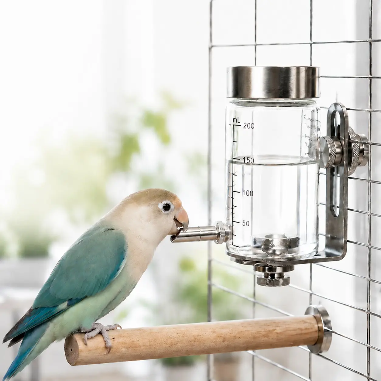 Magnetic Bird Stainless Steel Glass Waterer, Automatic Parrot Water Bottle, Pet Cage Hanging Water Cup, 360° Adjustable Leak-Proof, Durable 304 Stainless Steel