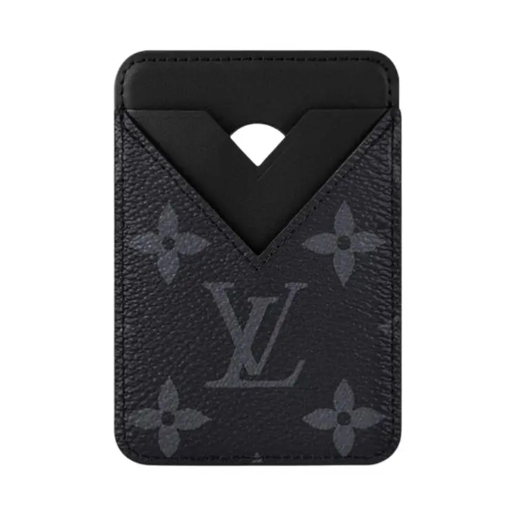 Louis Vuitton Monogram Leather Card Holder Unisex Classic Black