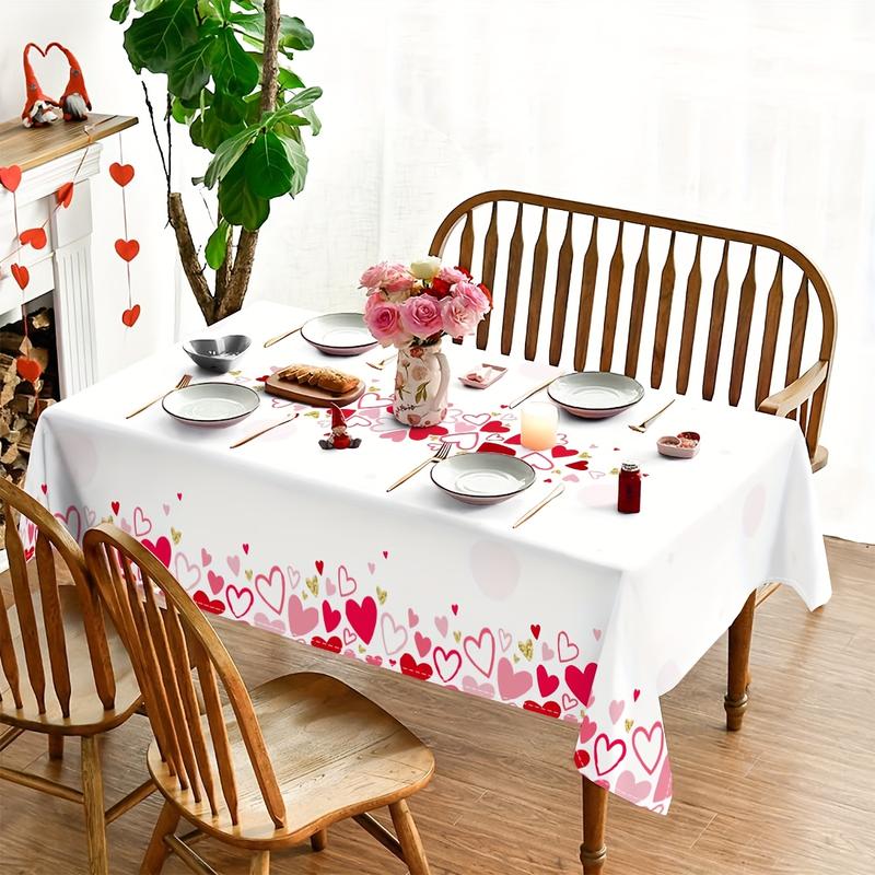 Charming Pink Love Heart Tablecloth for Valentine's Day - 60x84 Inches, Perfect for Parties, Picnics & Anniversaries