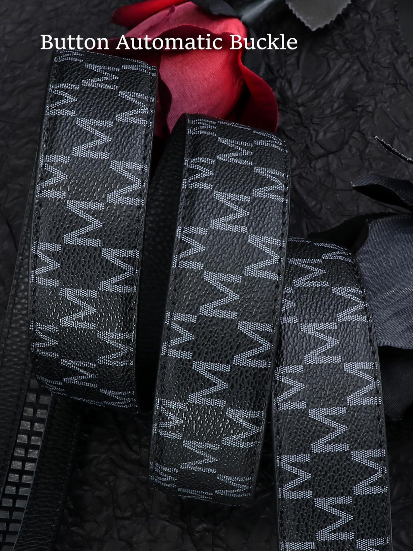 Men's Business Fashion Letter R Design Leather Belts, Casual Waistband for Jeans Trousers, Trendy All-match & Exquisite Belt for Birthday Gift