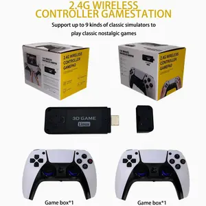 U9 Pro Retro Video Game Console With 2 Wireless Controllers, 128G Built-in 12000 Classic Nostalgic Games 2.4G Linux Game  Stick, Plug And Play Family Game Box For PS1/GBA/GB TV Home Entertainment