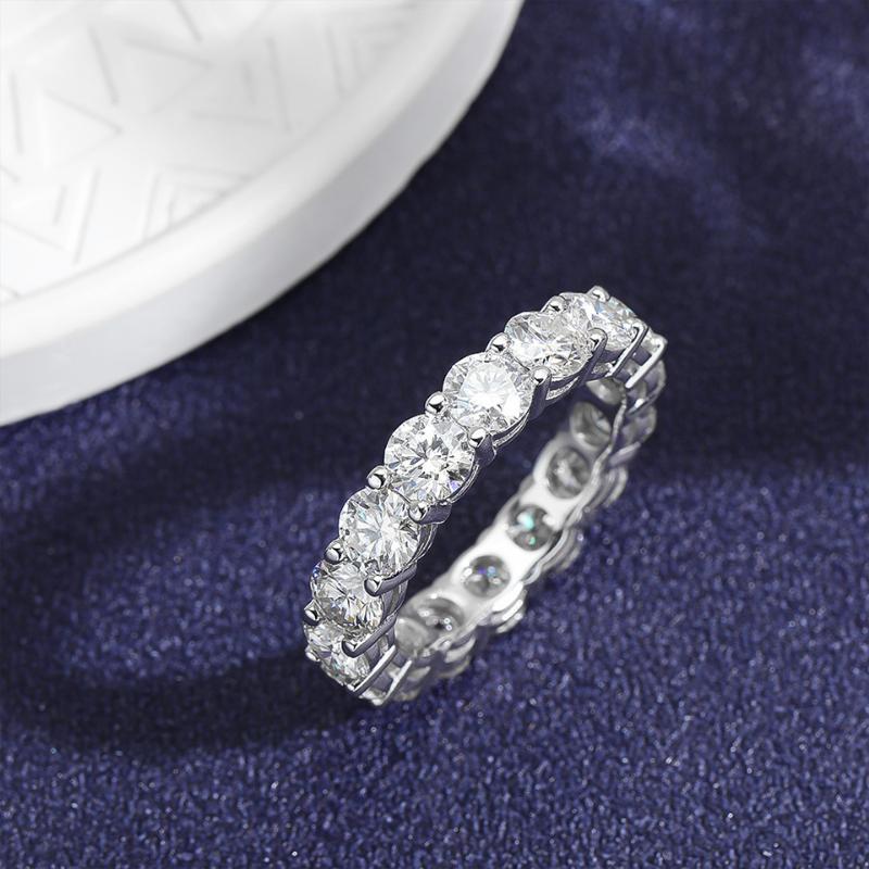7.5-8carats 5mm D Color Moissanite Row Ring Sterling Silver Wedding Band Rings For Women Wedding Rings for Women, Eternity Band, Classic Style Men'S Women'S Fashion Stacking Band Ring Engagement, Christmas Thanksgiving Gifts For Couple