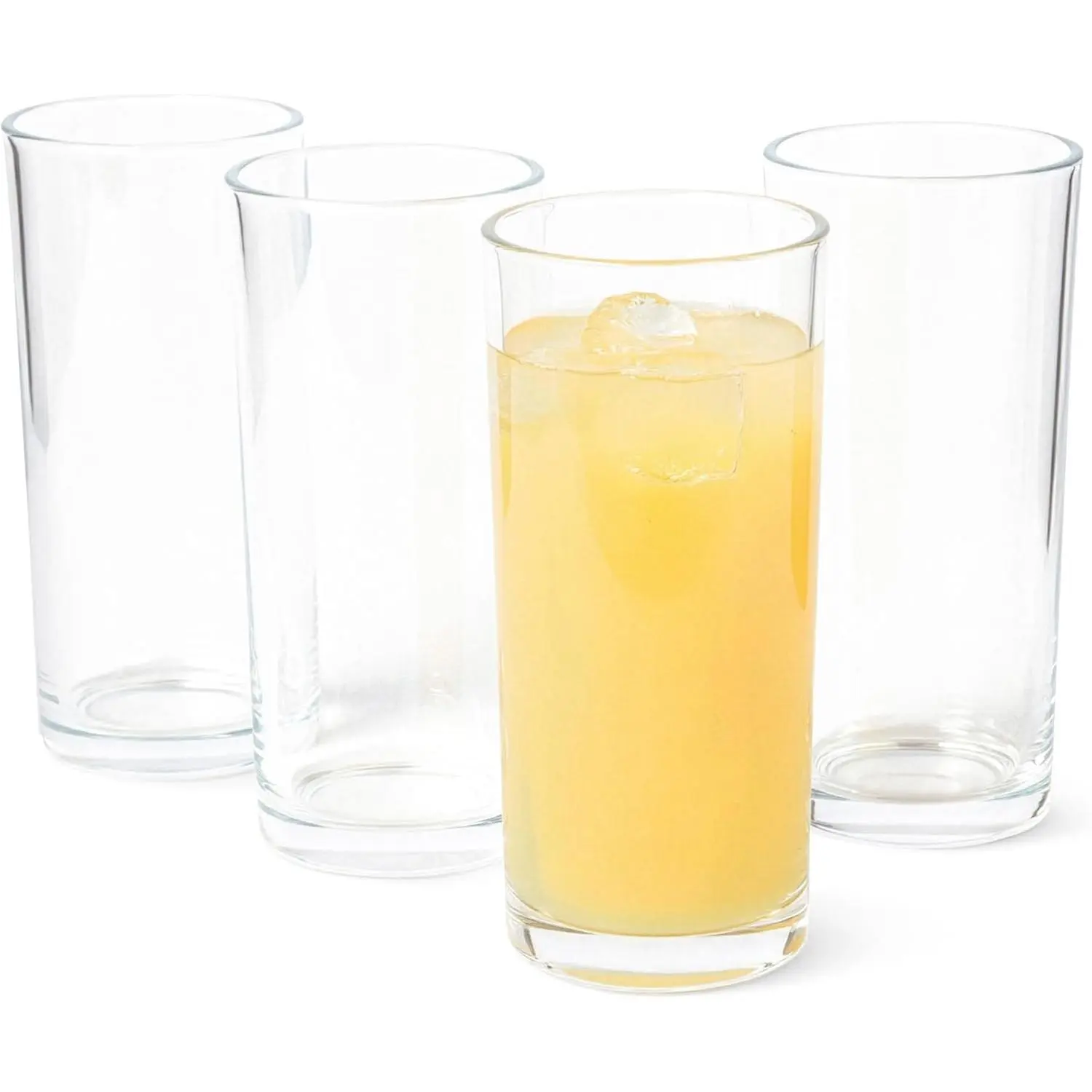 Home Supplies 4-Piece 15oz Glass Drinkware Set Pack - Dishwasher-Safe for Daily Use, Four Pieces