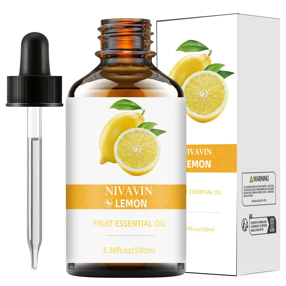 Nivavin Lemon Essential Oil 100ML, Pure 100% Lemon Extract, Fresh and Long-Lasting, Ideal for Home/office, DIY Uses, Perfect Gift, Aromatherapy, Citrus Aromatic Scent