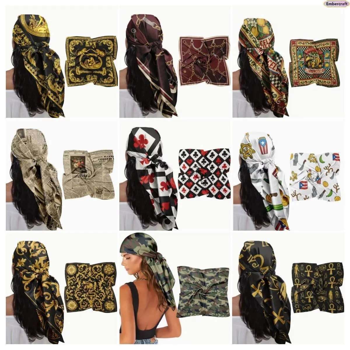 Women's Boho Style Shawl, Large Floral Print Square Scarf, Lightweight Soft Head Wrap for Everyday Wear, Beach & Travel, Convertible, Casual, Daily