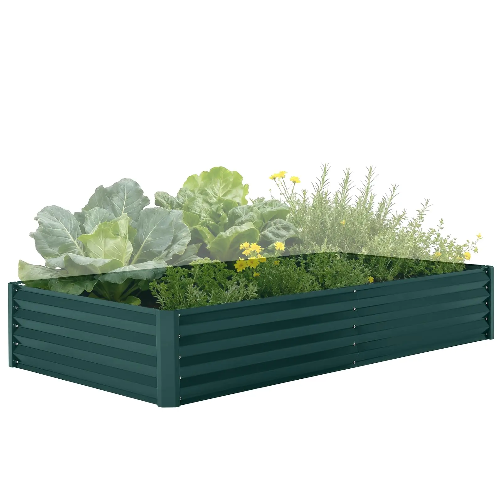 GARVEE Galvanized Raised Garden Bed Kit, Large 6x3x1 ft Dark Green Rectangular Planter Box with Zippered Screen Cover Doors, Open Base, Thick Steel, Easy Assembly, Planters for Outside, Vegetables & Flowers