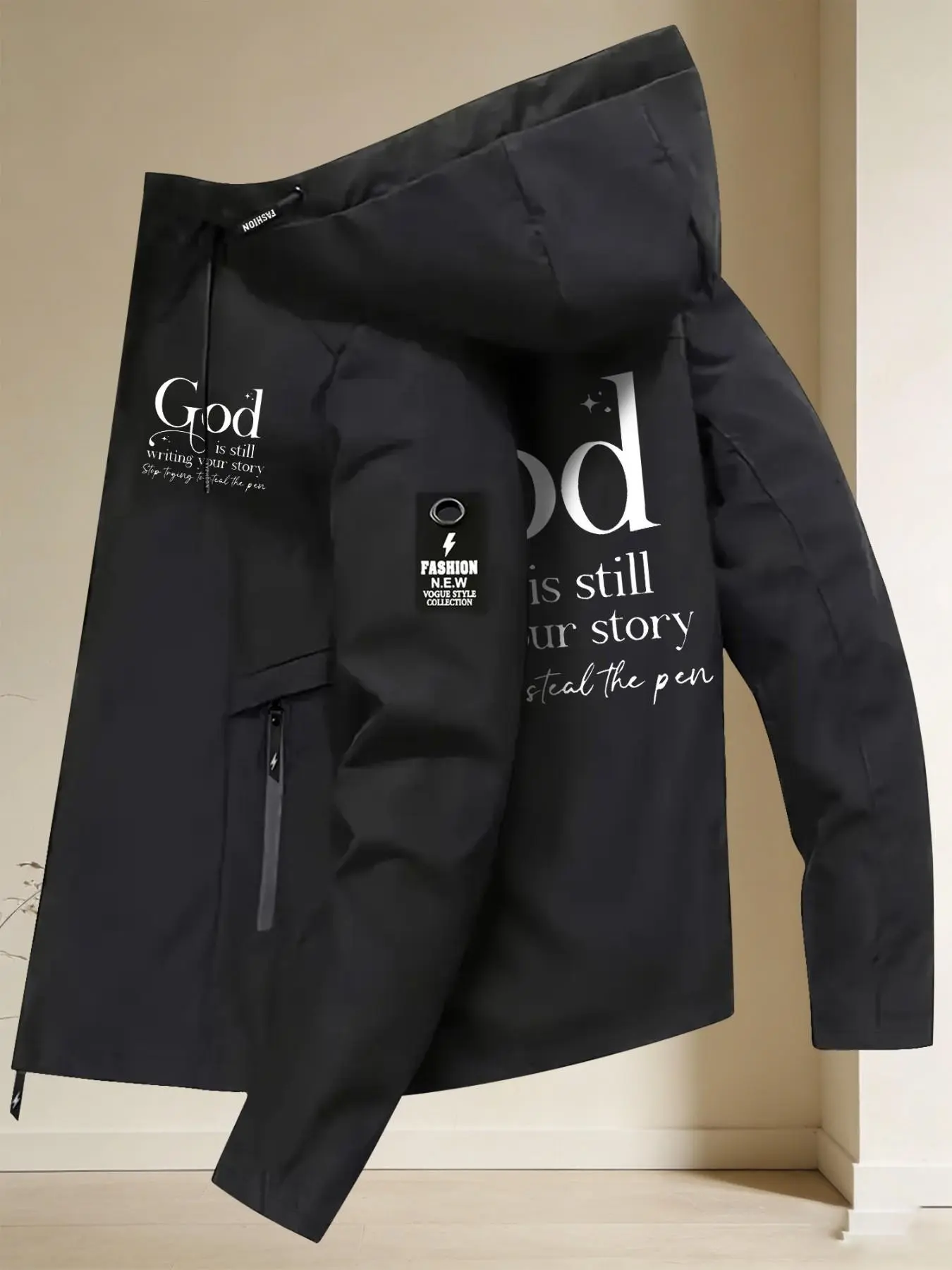 Women's Hooded Casual Jacket Loose Fit Lightweight & Breathable Artistic Slogan Print Lazy‑Style Age‑Reducing Hooded Coat Outerwear Ideal for Daily Commute Travel Outdoor Trips Fashion Versatile Multiple Colors Available