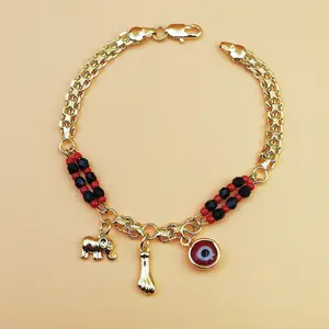Women Plated Evil Eye Elephant Bracelet | Viral Lucky Protection Jewelry Trend, Underrated Spiritual Amulet Wrist Band, 1pc Dainty Stylish Charm, Sweet Gift for Daily Casual Look, Date Night, Parties & All Special Occasions