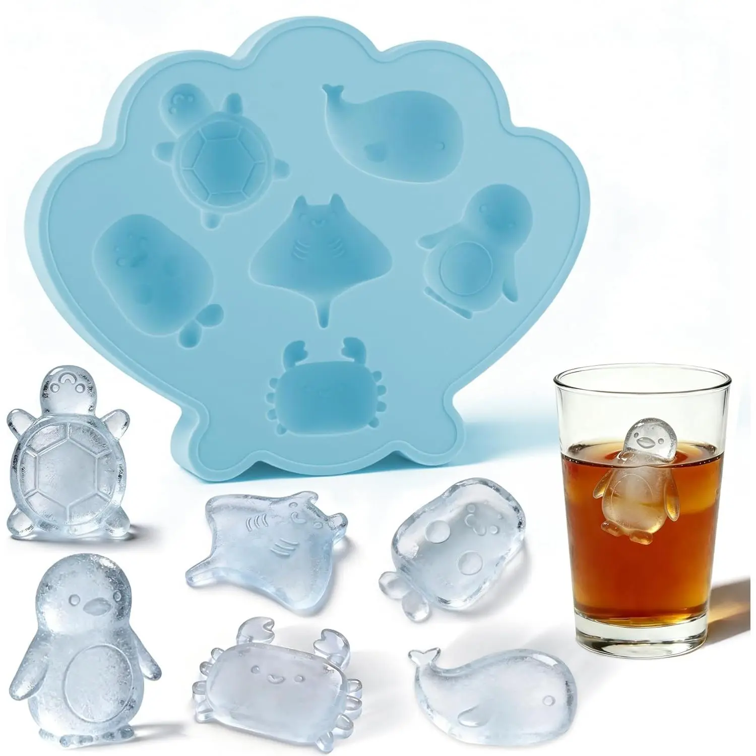 Tray Shell   Trays with Marine Life Shape | Cubes Easy to Release  for Freezer , Kitchen, Drinks, , Coffee  Mold
