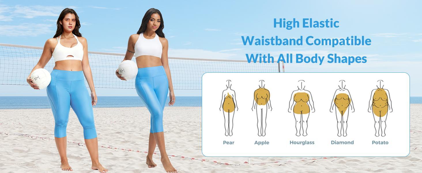 Baleaf Womens 18 Inch High Waisted Swim Capris UPF 50 Sun Protection Swim Tights With Built In Liner And Pockets For Water Aerobics