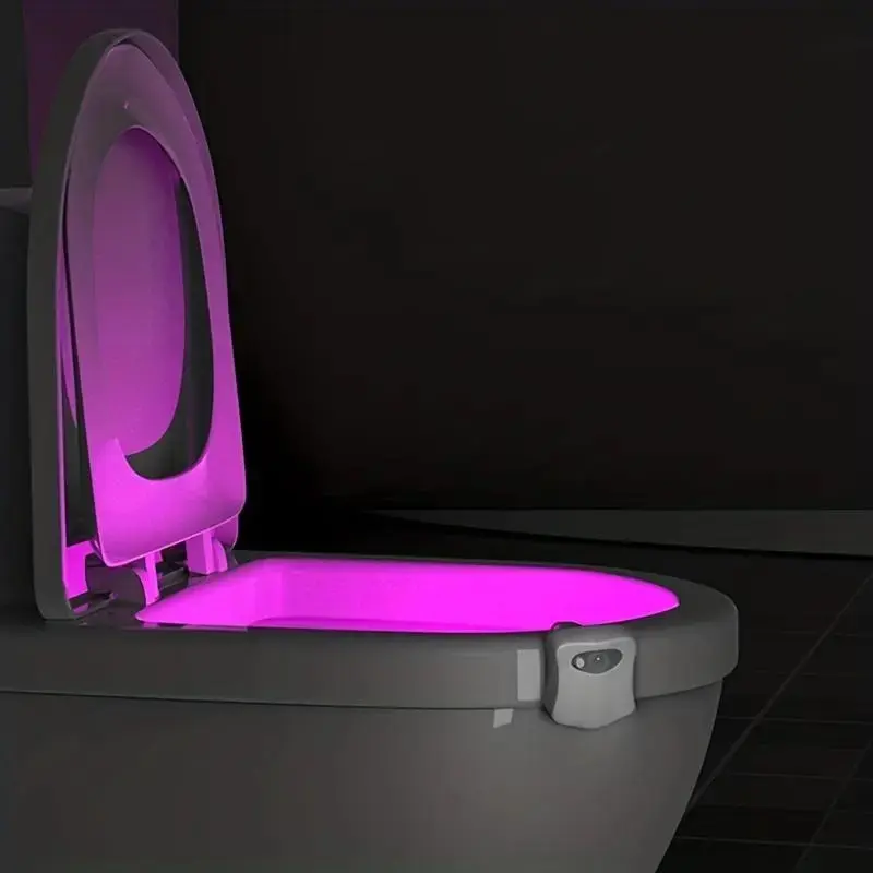 8-Color Battery-Powered Toilet Sensor Light, Human Motion Activated Bidet Cover Lamp, Creative Summer Gift, LED Nightlight, Valentine's Day Present