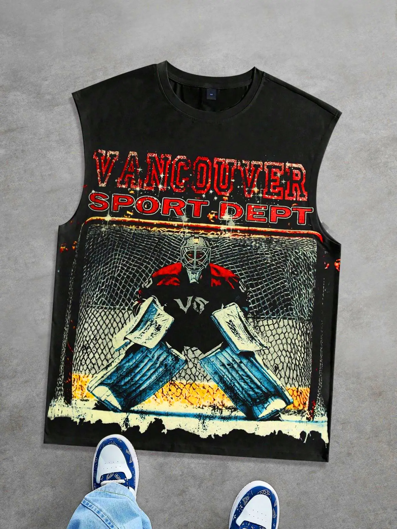 Athlete playing ice hockey men's tank top t-shirt, Ice hockey jersey, Sleeveless Sports Vest, unisex shirt, tank top t-shirt for summer 2026 European and American street style retro, Sleeveless Vests, Athletic Sportswear, Sports Clothes