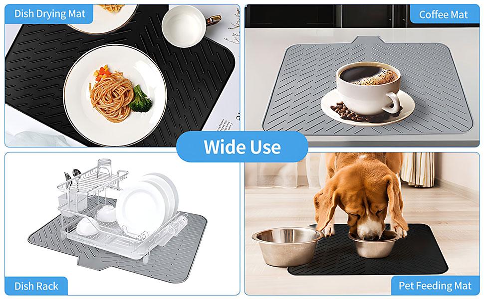 Silicone Dish Drying Mat 23x17 Multiple Usage,Easy clean,Eco-friendly,Heat-resistant Silicone Mat Dish Drying Mats For Kitchen Counter or Sink,Refrigerator or Drawer liner Gray 23inchx17inch