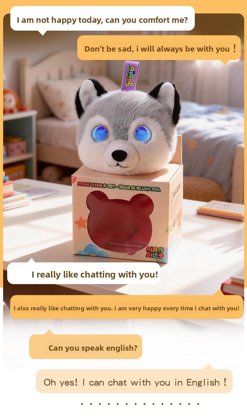 AI Talking Plush Toy Emotional Companion Smart Interactive Stuffed Animal Multi Language Voice Chat Cute Panda Husky Bear Doll for Kids Adults Stress Relief Sleep Buddy Birthday Gift Valentines Mothers Day Gift