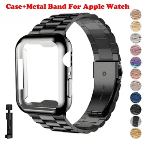 3 in 1 TPU Case+Stainless Steel Metal Strap Watch Band+Tool for Apple Watch S11 10 9 8 7 6 5 4 3 2 1 SE 3 2 1 Ultra 3 2 1 Adjustable Watch Accessories