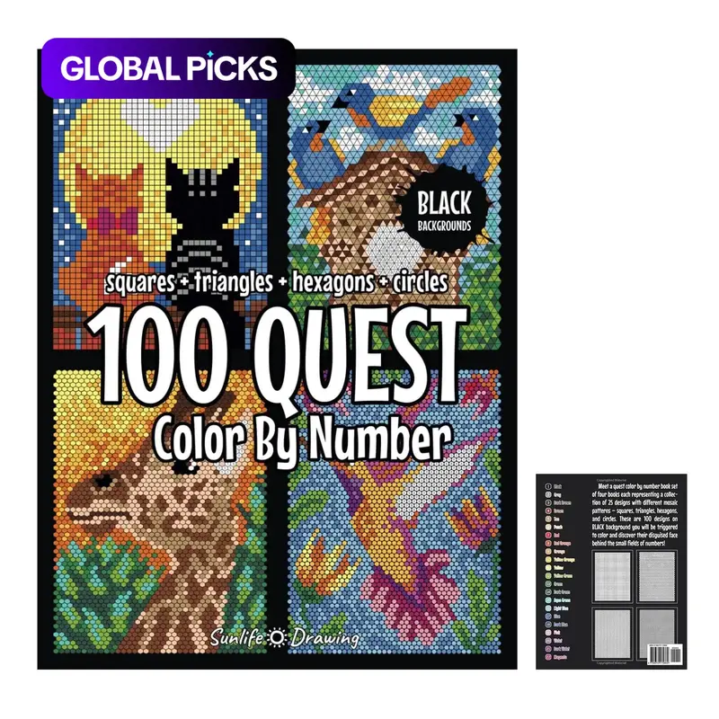 100 Questt Color-by-Number Book, 1 Count Large-Print Color-by-Number Coloring Book, Party Gift for Adults #TOP PICKS