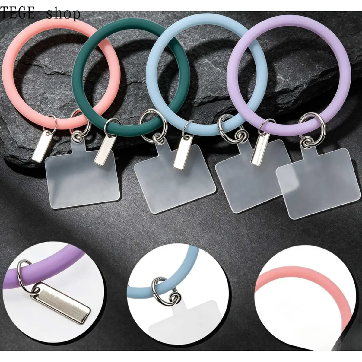 Phone charm bracelet - Detachable wristband keychain, women's - Hands-free iPhone wristband with lanyard - Keychain bracelet for Galaxy, Pixel and phone cases