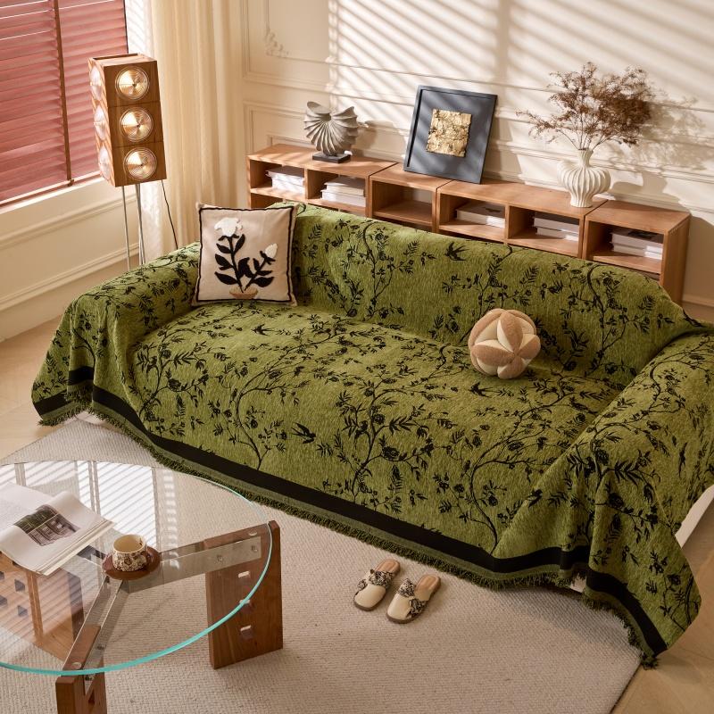 Plant Leaf Pattern Chenille Sofa Cover, 1 Count Soft Slipcover Protector for Living Room Couch, Sofa Decoration Supplies#TOP PICKS