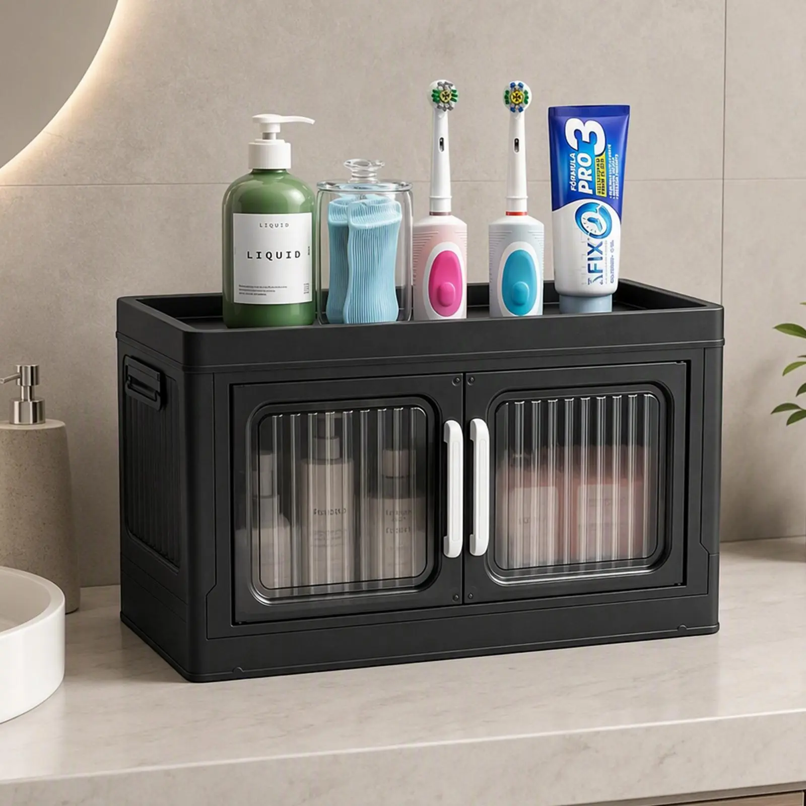 1-Tier Stackable Dustproof Mobile Storage Organizer Boxes - 50cm Foldable Bin, No Assembly Required, No Rolling Wheels, Locking Groove, Multi-Purpose Space-Saving Indoor Recreation Organizer for Toys, Snacks