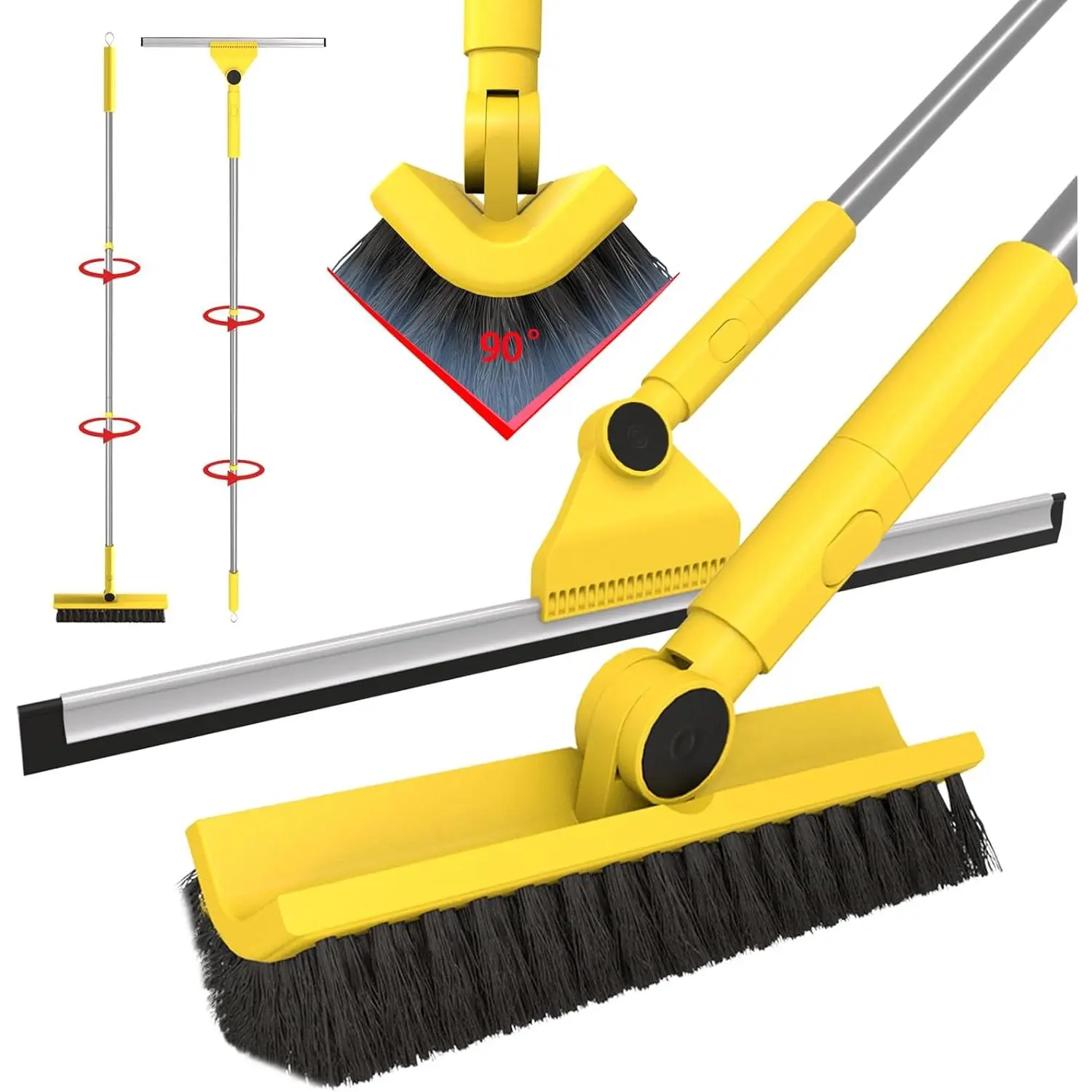Multi-Purpose V-Shaped Grout Brush with 16.9" Floor  Set, Long Handle Floor Scrub Brush for Cleaning Bathroom Tile Corner Baseboards,  for Cleaning Garage Floor Window Glass