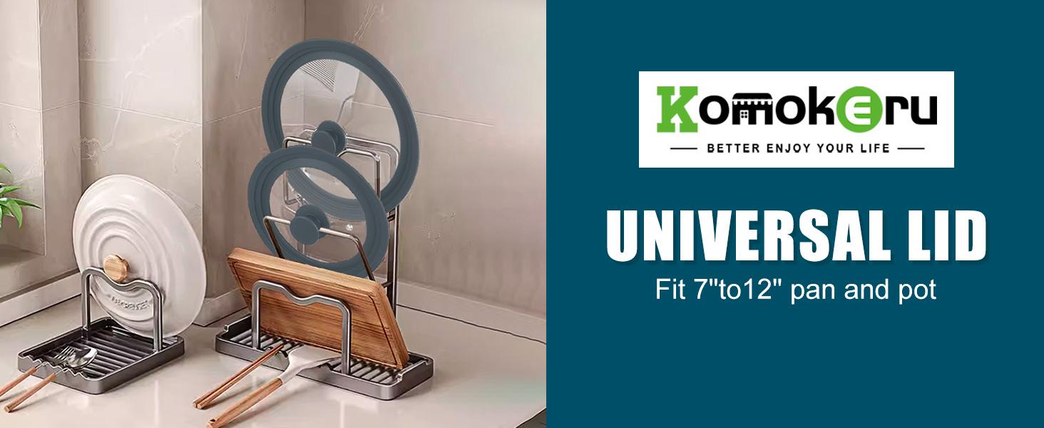 Universal Lid for Pots Pans and Skillets, 2 Pack Pan Cover fit 7", 8" 9" & 10", 11", 12" Diameter Cookware, Silicone Replacement Pan Lid Pot Lids for Frying Pans, Cast Iron,Tempered Glass Lid (Gray)