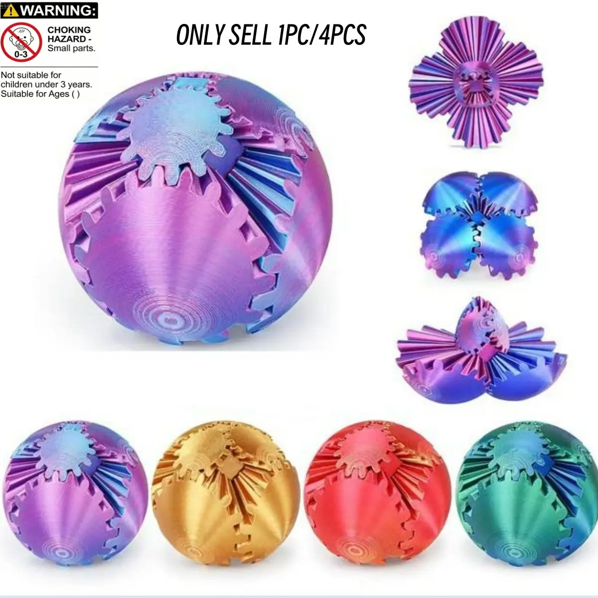 Gear Ball,3D Printed Gear Sphere Fidget Toy | Sensory Toys Stress and Anxiety Relief,Suitable for Autism and ADHD Fidget Gear Ball, Stocking Stuffers for Adults Gift, Anxiety Relief Products