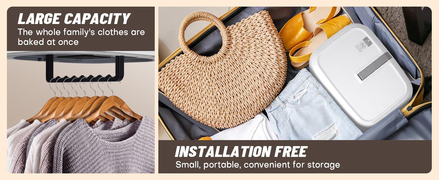 Portable dryer, mini dryer with remote control, small folding electric dryer (with drying bag), suitable for travel, RV, home, and apartment use