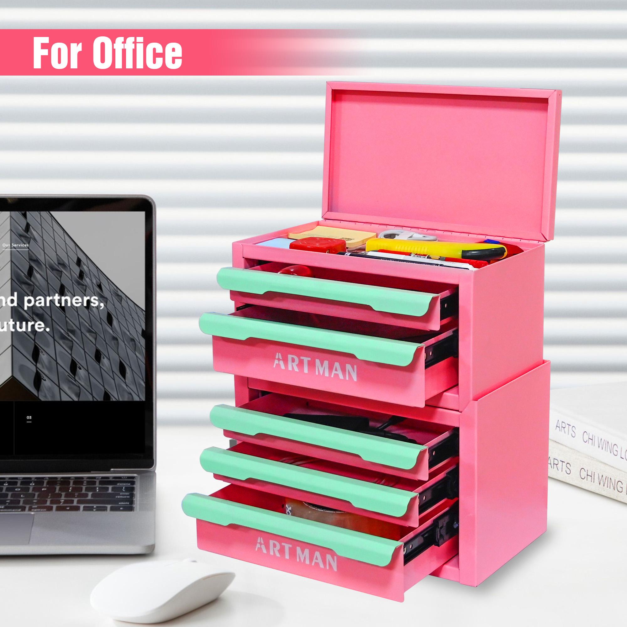 Desktop Drawer Storage Box Organizer, Stackable Desk Organizer with Pull Out Drawers, Office Stationery and Cosmetic Storage for Home Workspace