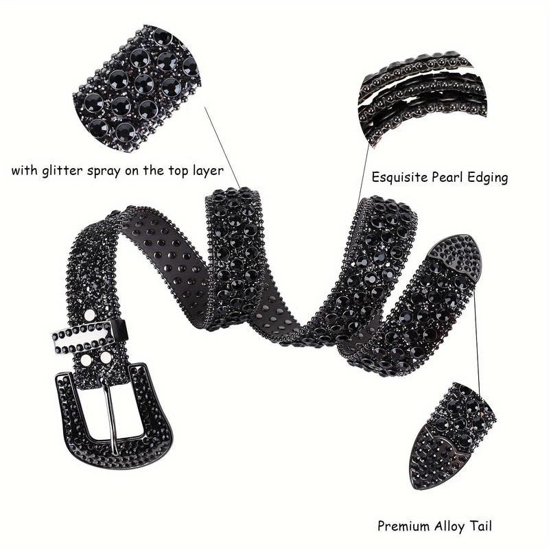 Handmade Multicolor Rhinestone Belt for Men and Women, Western Hip-Hop Style, Perfect for Jeans and Fashion Accessories