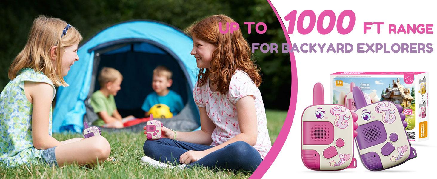 Walkie Talkies for Ages 3-9 - 2 Pack Outdoor Adventure Toys with 1000ft Range,Unicorn Toys Birthday Gifts for 4 5 6 7 8 Year Old Girls Easter Gifts