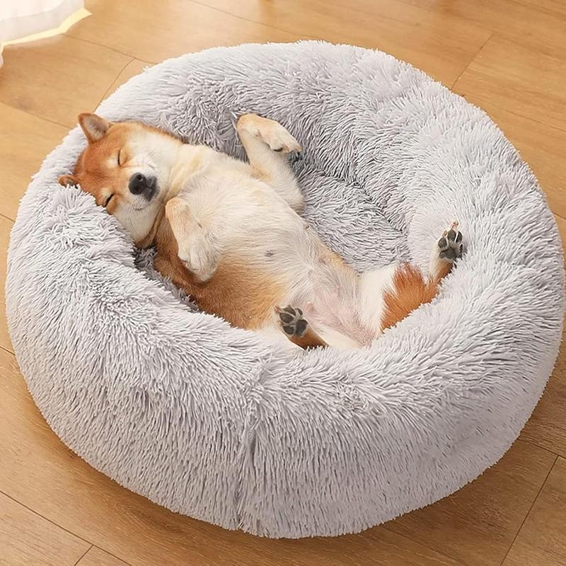 Cute Plush Dog Bed, Washable, Suitable for Small Dogs, 19 Inches, Anxiety-reducing Puppy Bed, Suitable for Dogs Weighing No More Than 15 Pounds.
