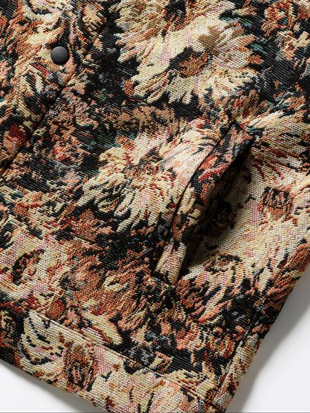 Men's Floral Print Button Front Jacket, Regular Fit Casual Long Sleeve Collared Outerwear for Fall & Winter, Men's Clothes for Daily Wear