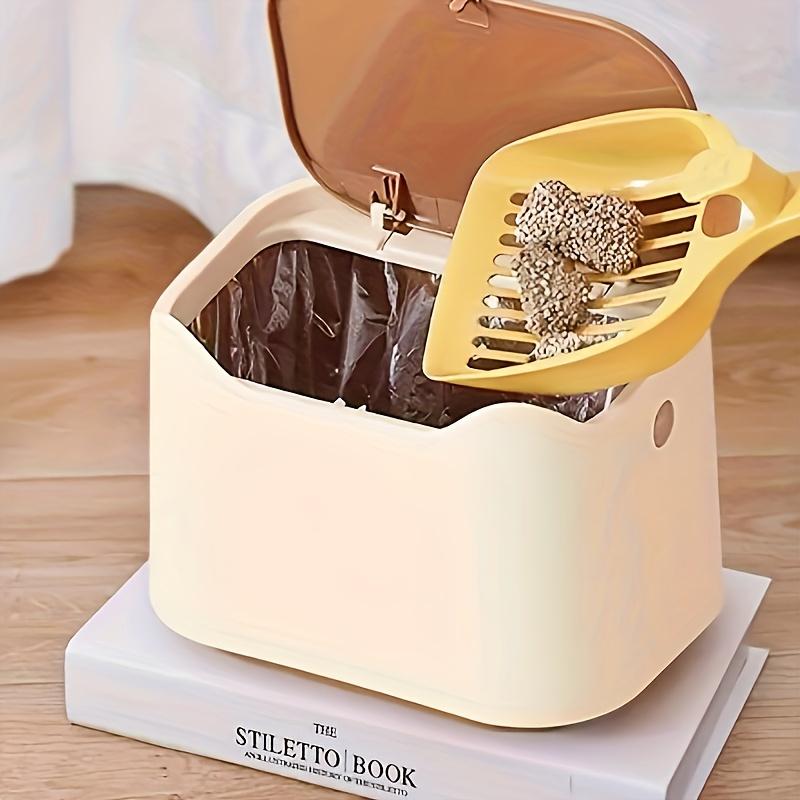 Automatic Cat Litter Trash Can with Odor Control Bags, Durable Plastic Pet Waste Bin for Indoor Cats, Easy Clean Replacement Bags Included