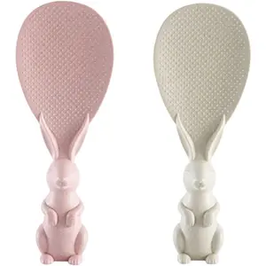 2pcs Rabbit Shaped Rice Spoon Kitchen Shovel Standing Cooking Tools Rice Cooker Supplies