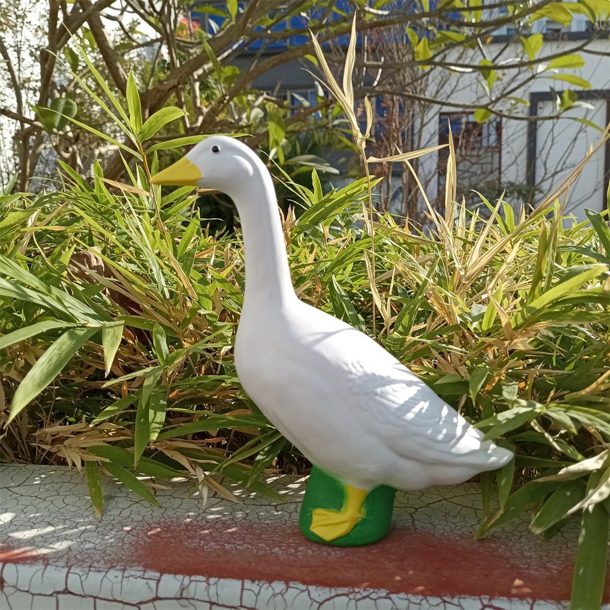 Realistic Resin White Goose Statue| Weatherproof Garden & Pond Figurine| Aesthetic Cottagecore Outdoor Decor| Cute "Silly Goose" Desktop Buddy for Home & Office Decoration Avifauna