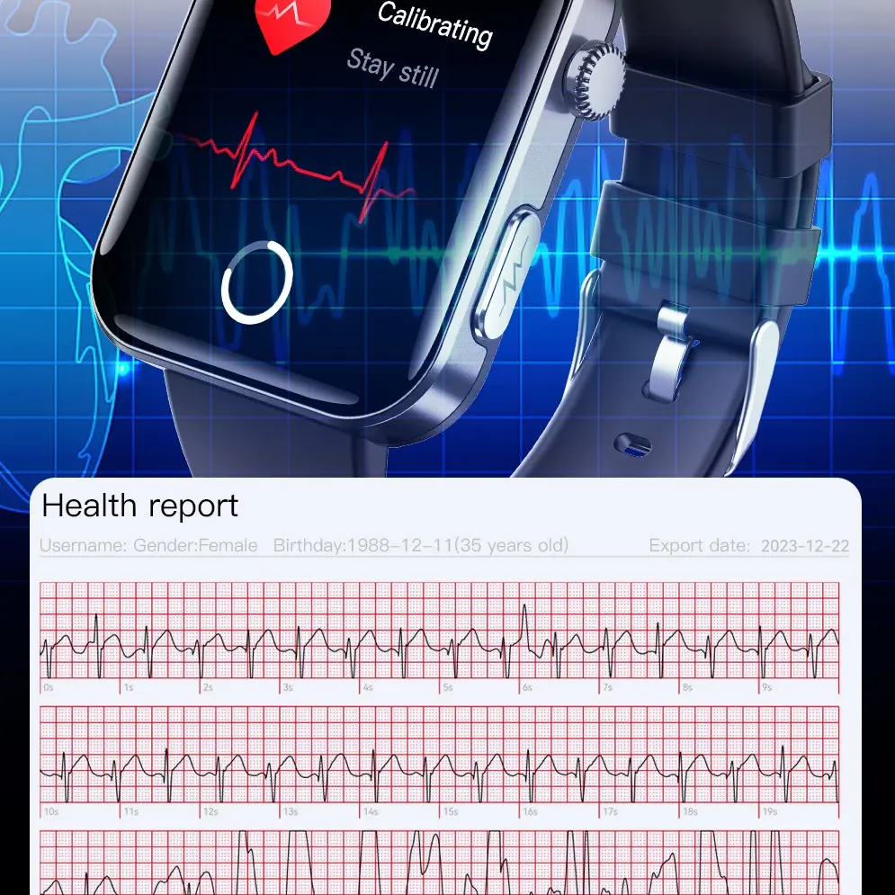 Smart Medical Watch with Real-Time Blood Sugar, Heart & Uric Acid Tracker(for reference only)，quick connection with mobile phone